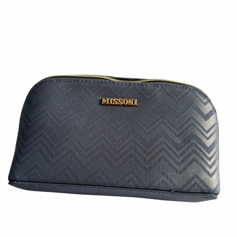 Missoni for Delta One Blue Chevron Zippered Cosmetic Travel Bag. NWT